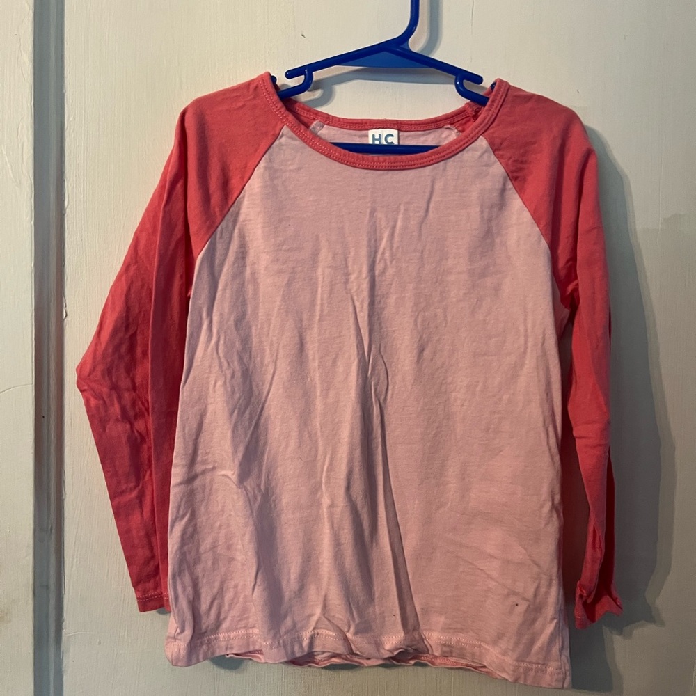 Vibrant Pink and Red Long Sleeve Raglan Tee